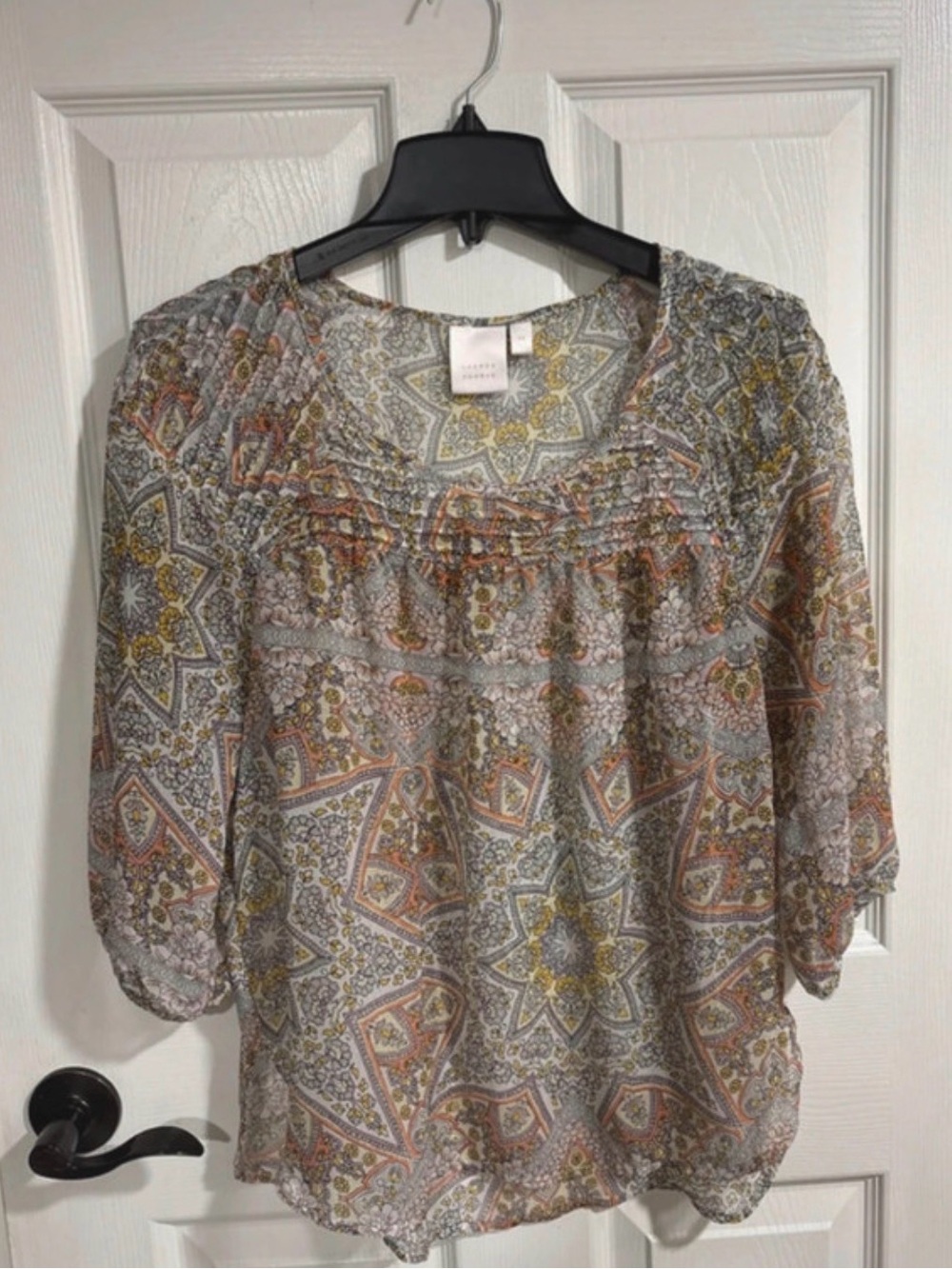 LC Lauren Conrad Sheer Paisley Blouse in Neutral Multi
